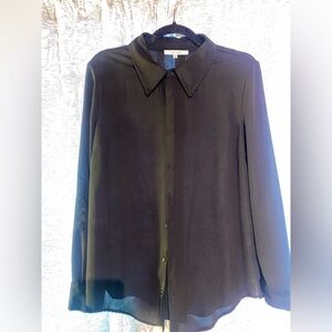 Medium sheer black dressy button up top